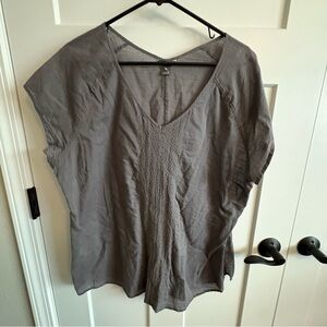 Thin, short sleeve, Eddie Bauer, 2XL, gray, blouse. School, Teacher, work.